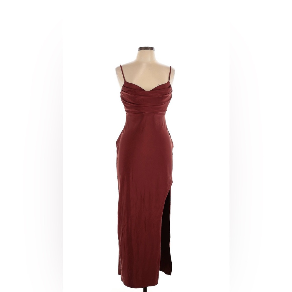 Burgundy Y2K 90s Spaghetti Strap Bodycon Slit Dress - NWT